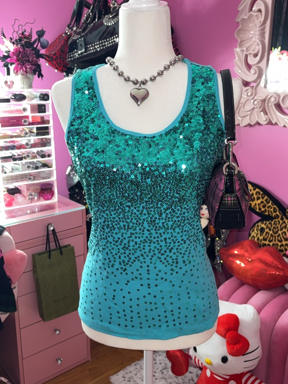 Sequin blue y2k tank